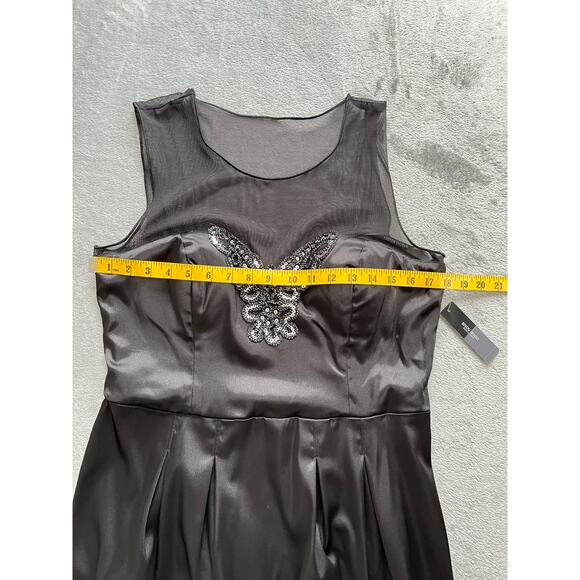 Bisou Bisou NWT Black Sheath Dress 14 Sheer Embroidered Sleeveless LBD - Picture 13 of 15
